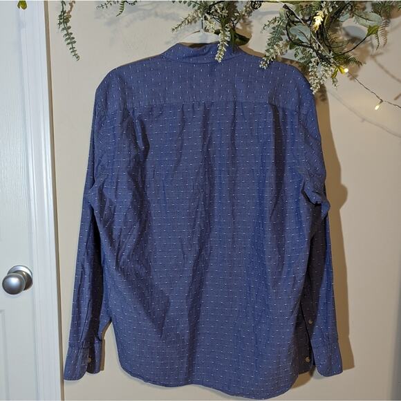 J. Crew Quality Woven Blue Polka Dot Cotton Button Up Shirt Size Large - Picture 6 of 7